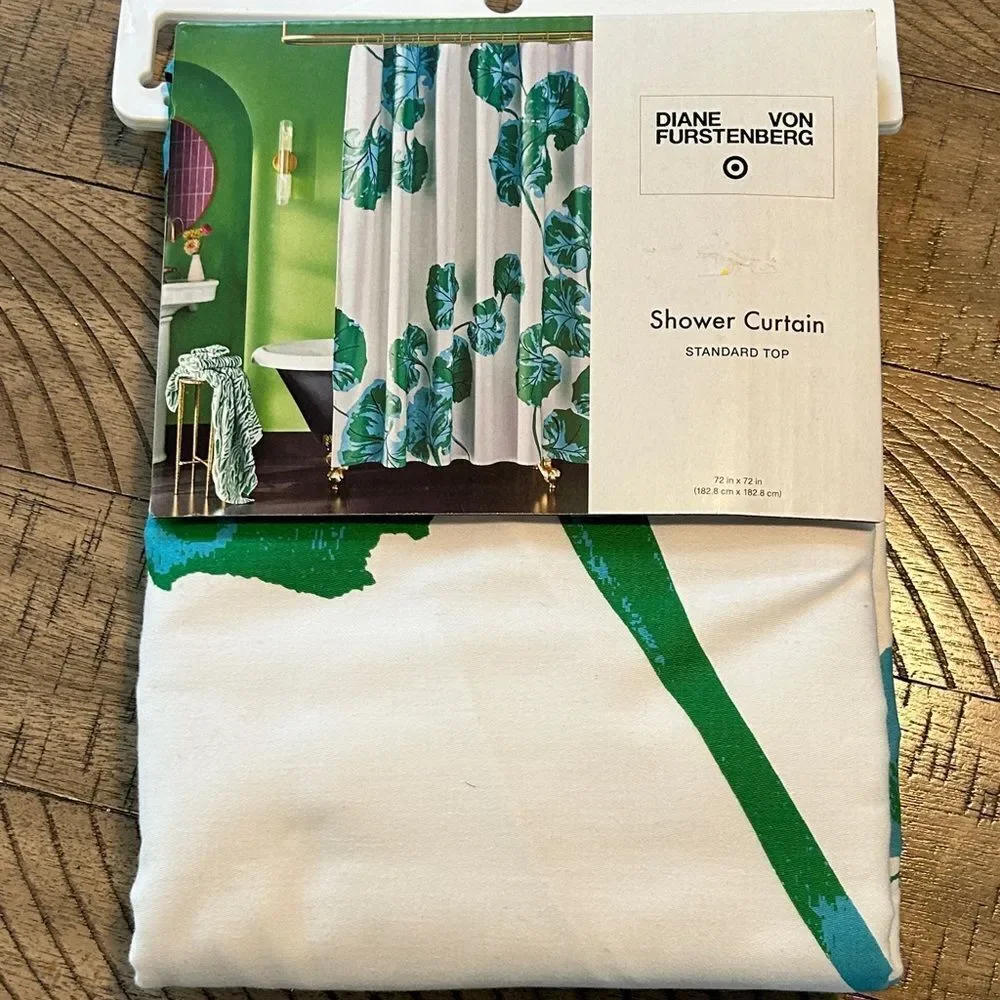 Diane Von Furstenberg Tropical Green and White Shower Curtain